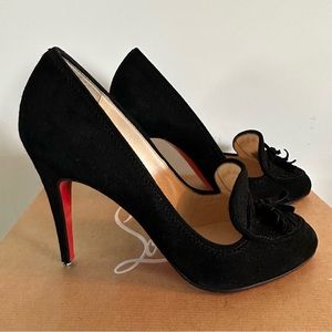 Christian Louboutin Suede Tassel Loafer Pumps